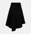 Plan C Pleated Asymmetric Midi Skirt In Black