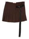 Plan C Pleated Belt Mini Skirt In Burgundy
