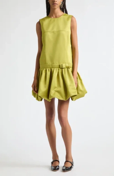 Plan C Pleated Bubble Minidress In Gold