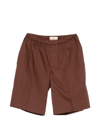 Plan C Pleated Elasticated-waist Shorts In Brown