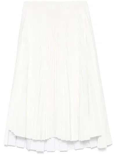Plan C Pleated Midi Skirt In White