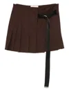 Plan C Pleated Mini Skirt With Belt In Brown