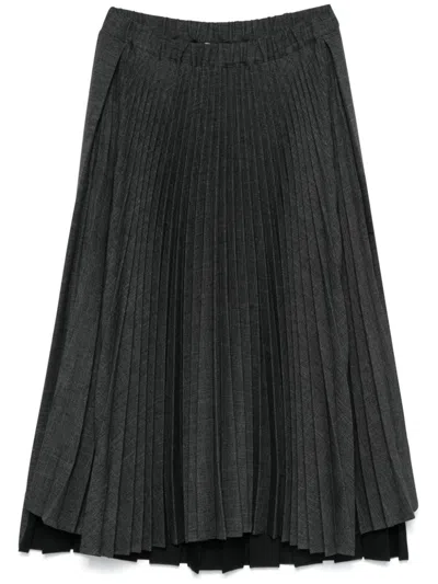 Plan C Plissé Midi Skirt In Men Melange Nero Bianco