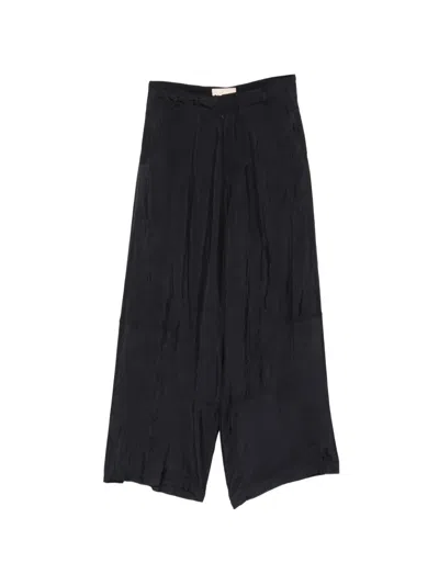 Plan C Pocket Belt-loop Palazzo Pants In Black