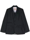 Plan C Poplin Single-breasted Blazer In Black