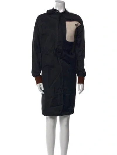 Pre-owned Plan C Printed Knee-length Dress In Black