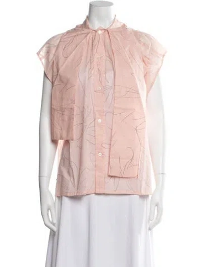 Pre-owned Plan C Printed Short Sleeve Blouse W/ Tags In Pink