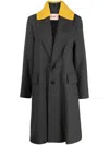 Plan C Rib-knit Collar Single-breasted Coat In Grey