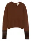 Plan C Ribbed-cuff Wool Sweater In Brown