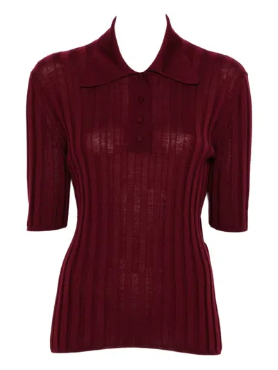 Plan C Ribbed Polo Shirt In Red