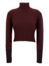 Plan C Roll-neck Cropped Sweater In Red