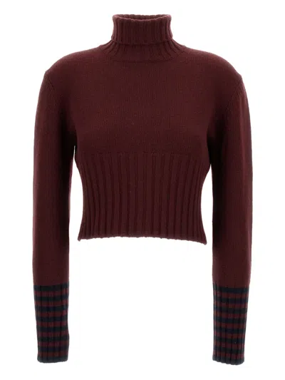 PLAN C ROLL-NECK CROPPED SWEATER