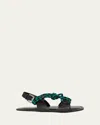 Plan C Rope Leather Sandals In Green Black