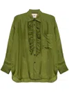 Plan C Ruffle-detailed Shirt In Green