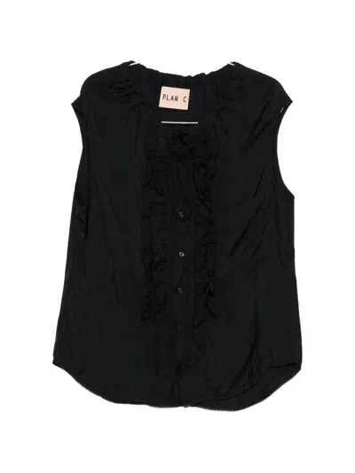 Plan C Ruffled Blouse In Black