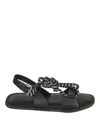 Plan C Black Open-toe Sandals In Black