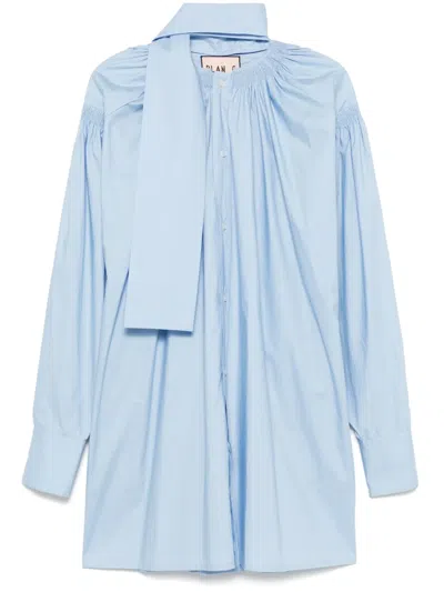 Plan C Scarf-detail Mini Dress In Blue