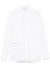 Plan C Popeline Asymmetric Shirt With Drawstring In White