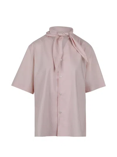 Plan C Scarf-embellished Shirt In Pink