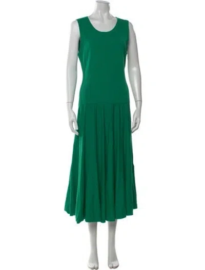 Pre-owned Plan C Scoop Neck Long Dress In Green
