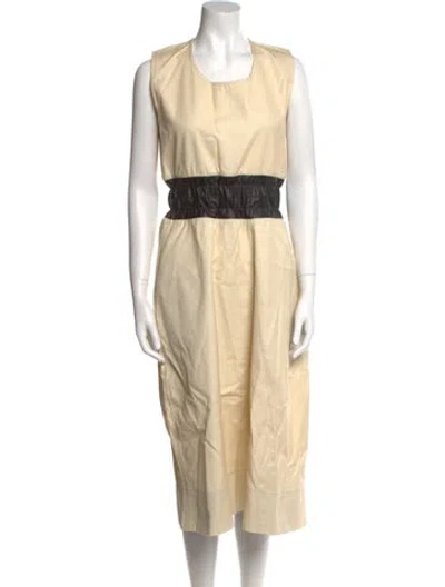 Pre-owned Plan C Scoop Neck Midi Length Dress In Neutral
