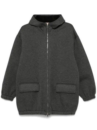 Plan C Scuba Zip-up Hoodie In Grey