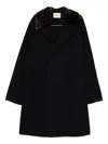 Plan C Sequin-embellished Double-breasted Coat In Black