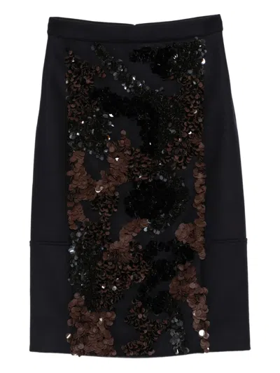 PLAN C SEQUIN-EMBELLISHED MIDI SKIRT