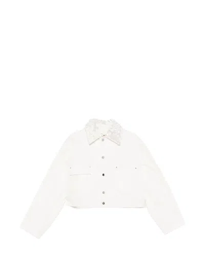 Plan C Sequin-detail Pocket Jacket In White