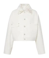 Plan C Sequined Cotton Drill Jacket In White