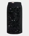 Plan C Sequined Straight Midi Skirt In Black