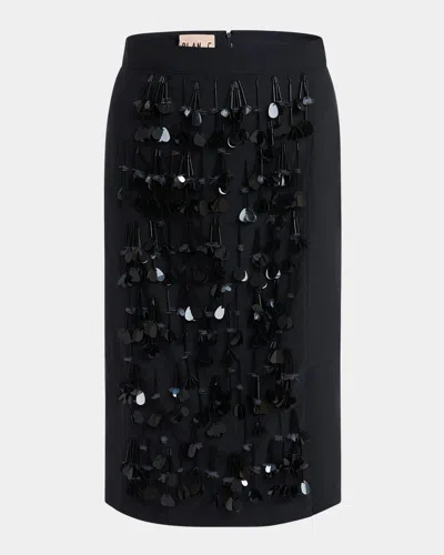 PLAN C SEQUINED STRAIGHT MIDI SKIRT