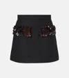 Plan C Sequined Wool-blend Miniskirt In Gray