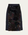 Plan C Sequined Wool-blend Midi Skirt In Blue