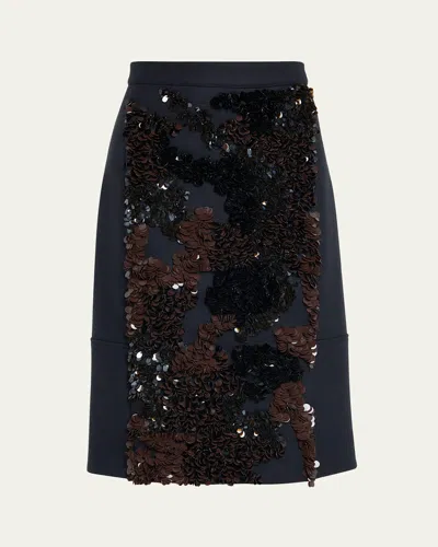 PLAN C SEQUINED WOOL MIDI SKIRT