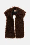 Plan C Tobacco Velour Shearling Stole In Brown