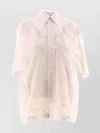 PLAN C SHEER FABRIC EMBROIDERED SHORT SLEEVES SHIRT