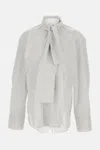 Plan C Striped Tie-neck Shirt