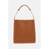 Plan C Leather Shopper Bag With Adjustable Handle In Brown