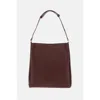 Plan C Bordeaux Leather Shopper Bag With Adjustable Handle In Burgundy