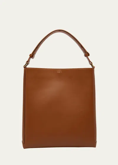Plan C Shopper Leather Tote Bag In Brown