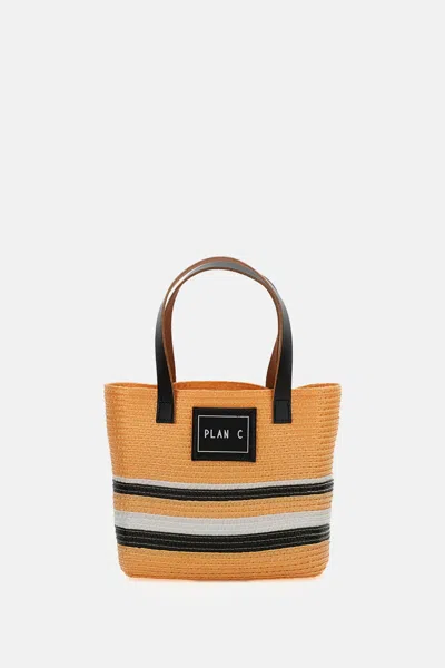 Plan C Shopper Mini Synthetic Straw In Orange