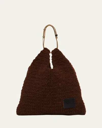 Plan C Shopper Wool Tote Bag In Brown