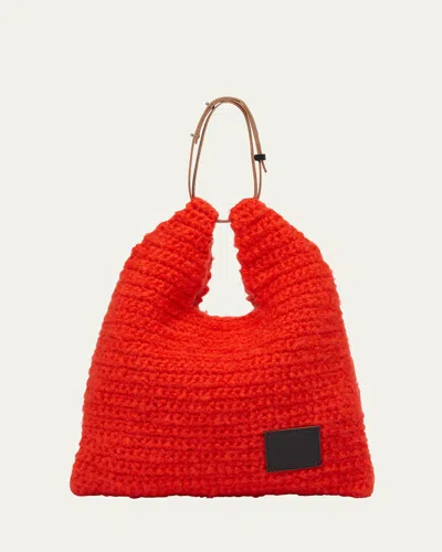Plan C Shopper Wool Tote Bag In Lobster