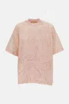 Plan C Light Pink Printed Crew Neck T-shirt In Pink