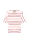 Plan C Striped Cotton Jersey T-shirt In White