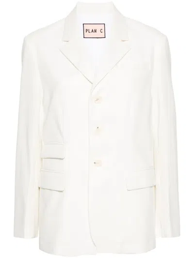 Plan C Single-breasted Blazer In White