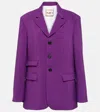 Plan C Relaxed Blazer Jacket With Flap Pockets In Purple