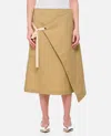 Plan C Asymmetrical Flared Skirt With Front Tie Detail In Beige