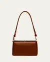 Plan C Small Folded Shoulder Bag In Vitello Leather In Brown